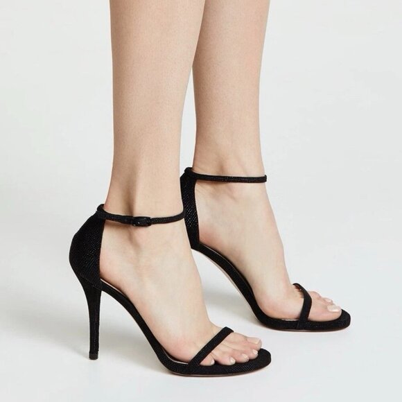Stuart Weitzman Shoes - STUART WEITZMAN Goosebump Ankle Black 75 Nudist Dress Sandals Heels | Sz 8